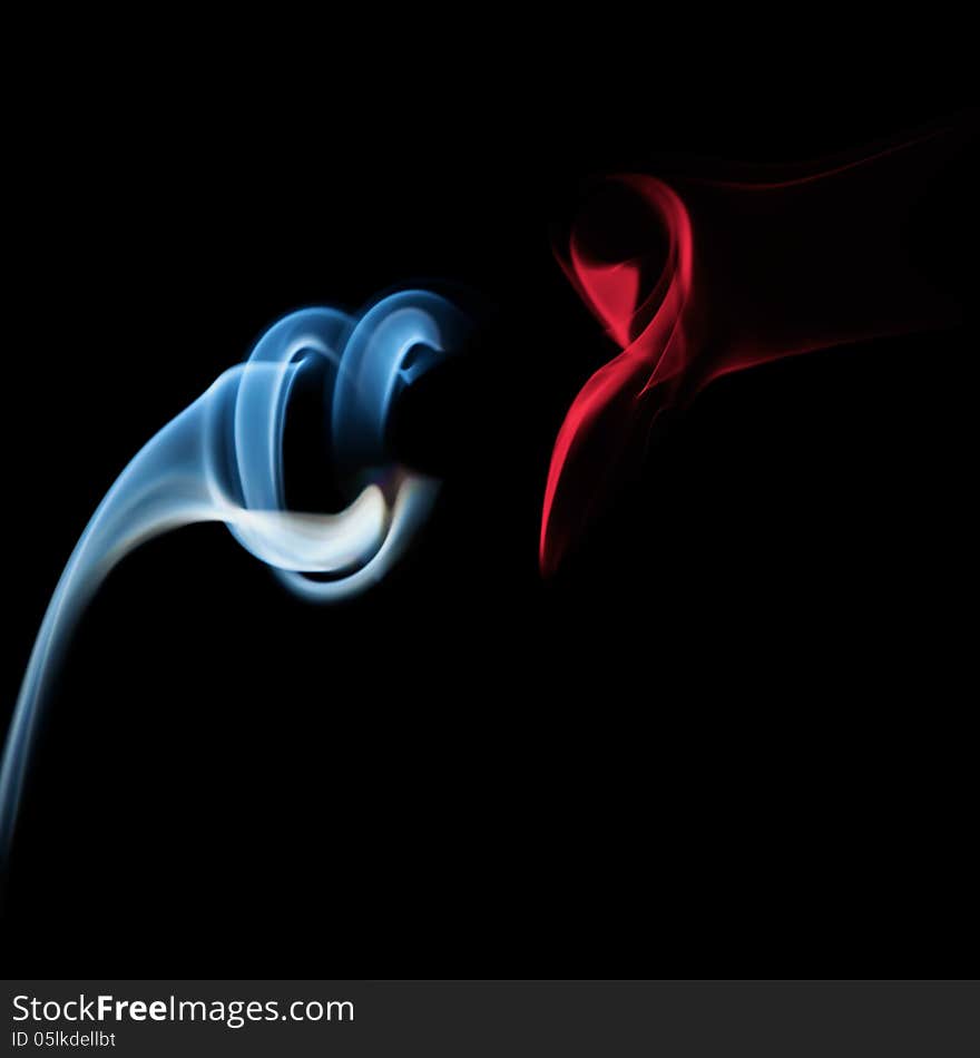 Abstract imaginative cigarette smoke shape on black