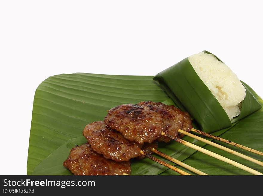 Grilled pork with sticky rice