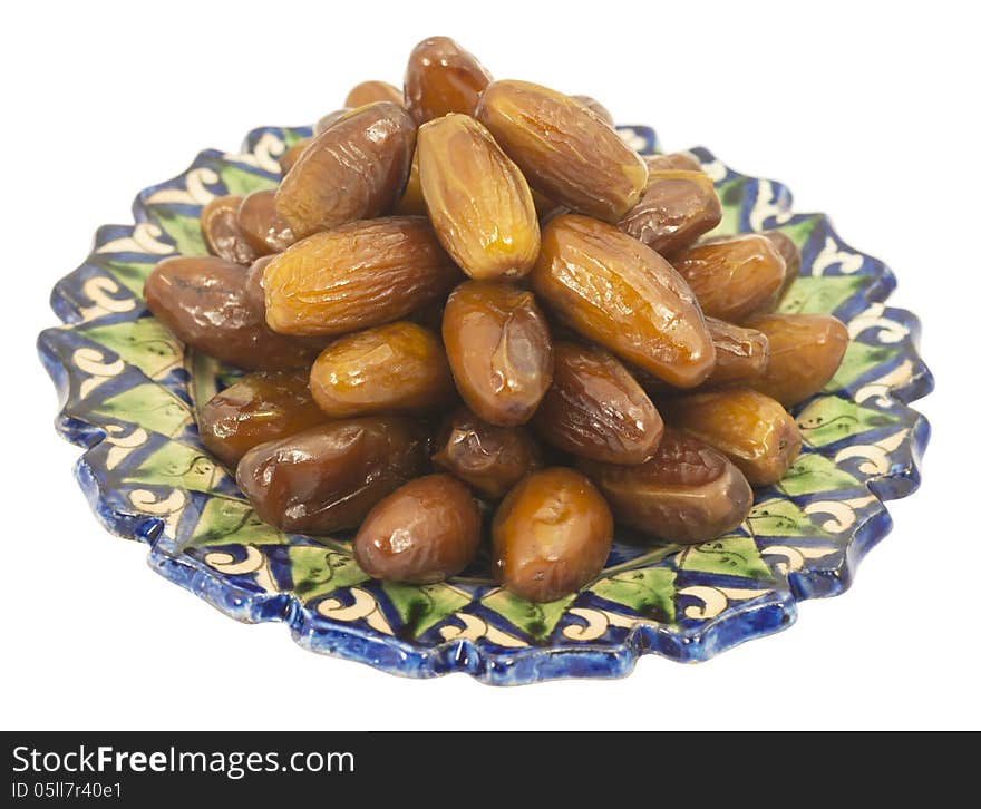 Dried figs in the Central Asian ceramic saucer