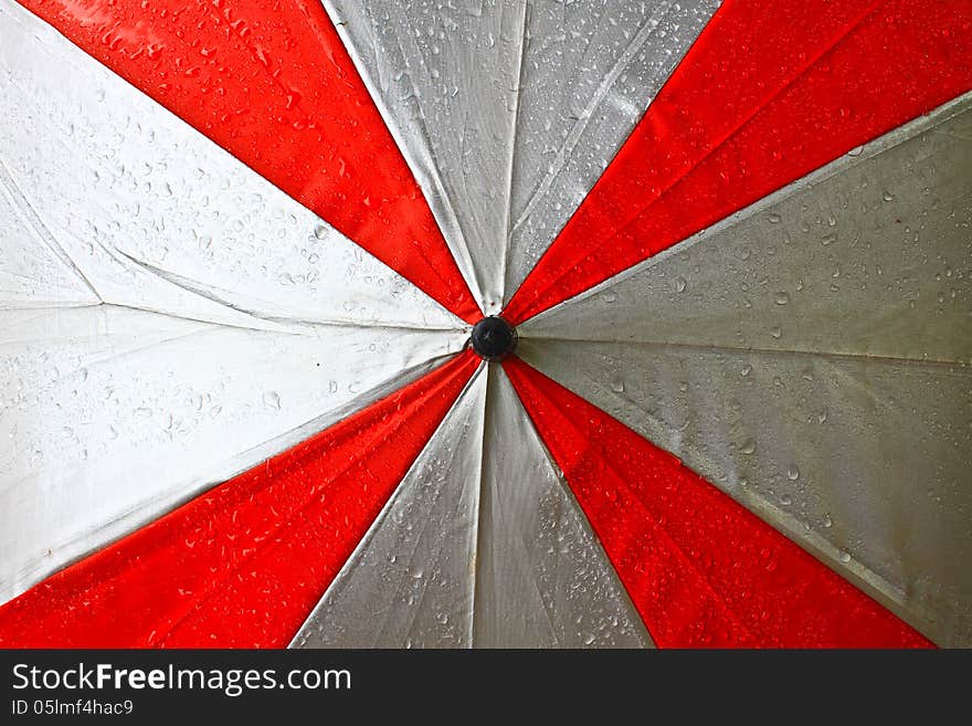 Drops of rain water on the umbrella. Drops of rain water on the umbrella.