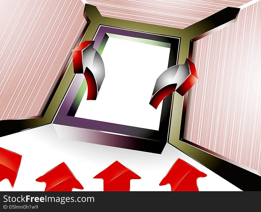 Square shape with red arrows concept abstract background