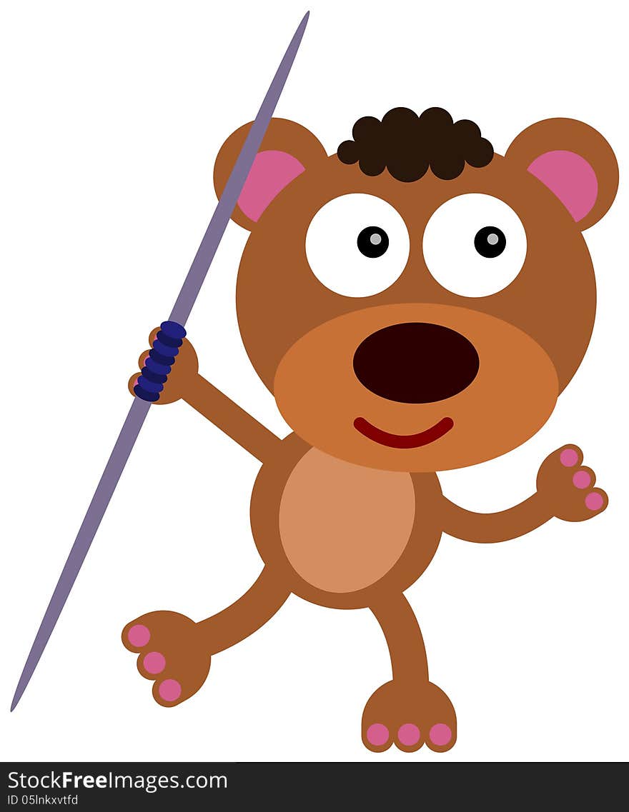 Illustration of a bear as a javelin thrower. Illustration of a bear as a javelin thrower