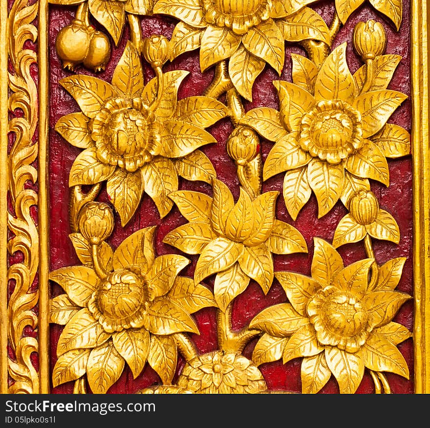 Native thai style gold and red wooden art. Native thai style gold and red wooden art