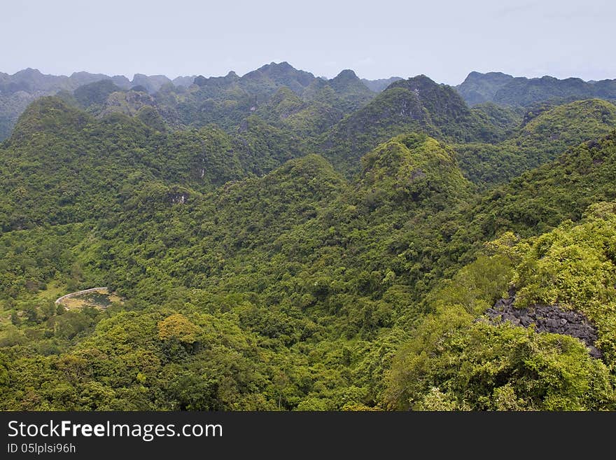 Panorama of Cat Ba National Park in Vietnam