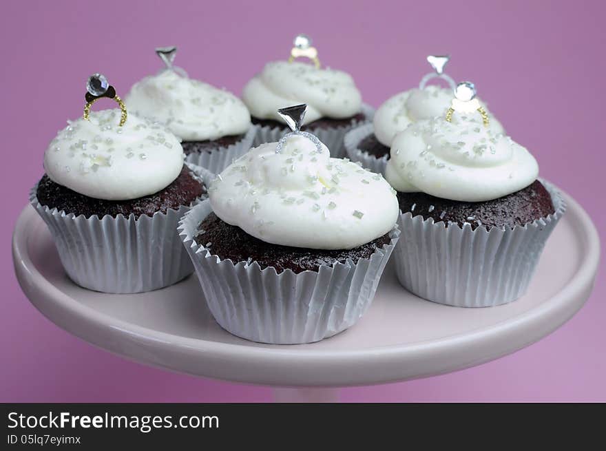 Wedding theme chocolate red velvet cupcakes