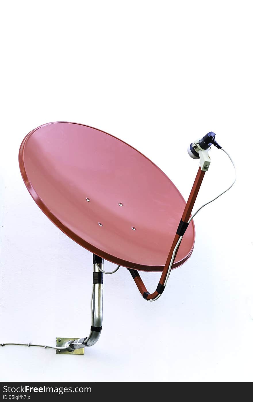 The red satellite dish with white background