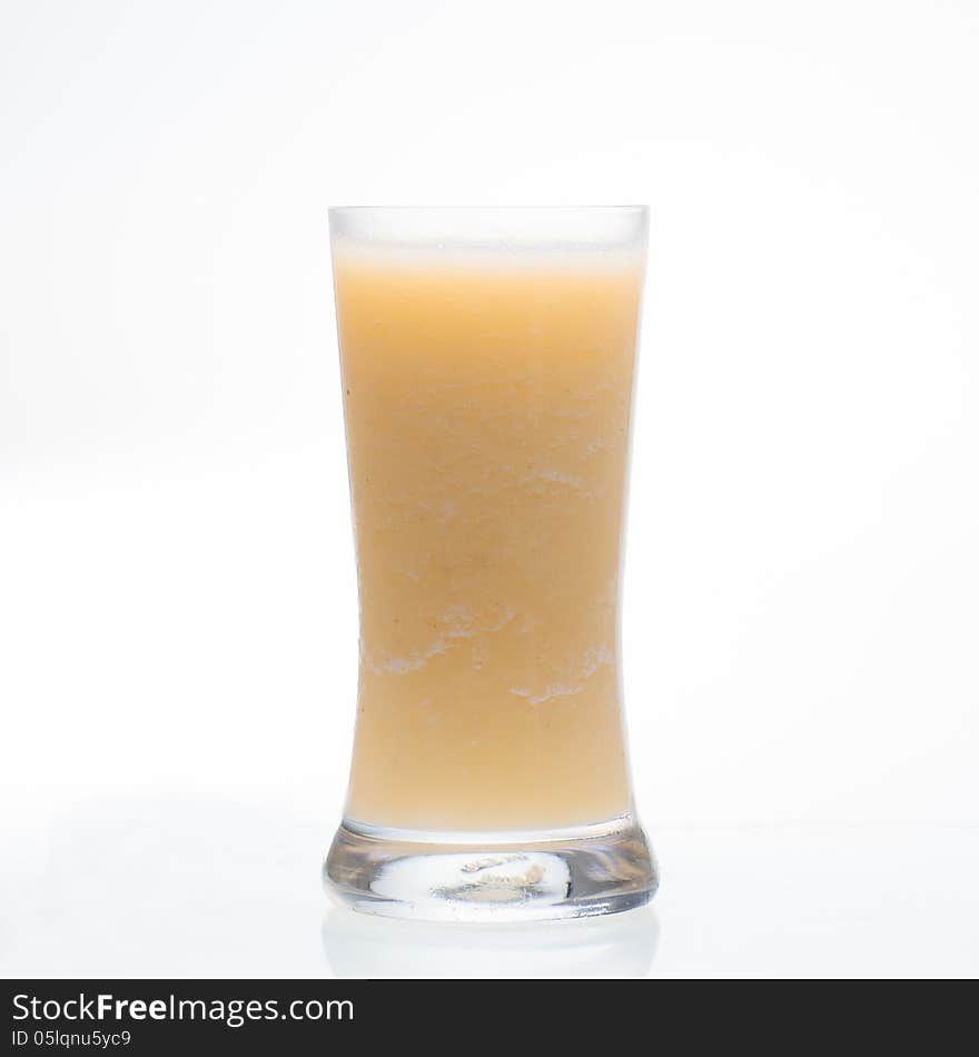 Pineapple shake drink in glass  on white