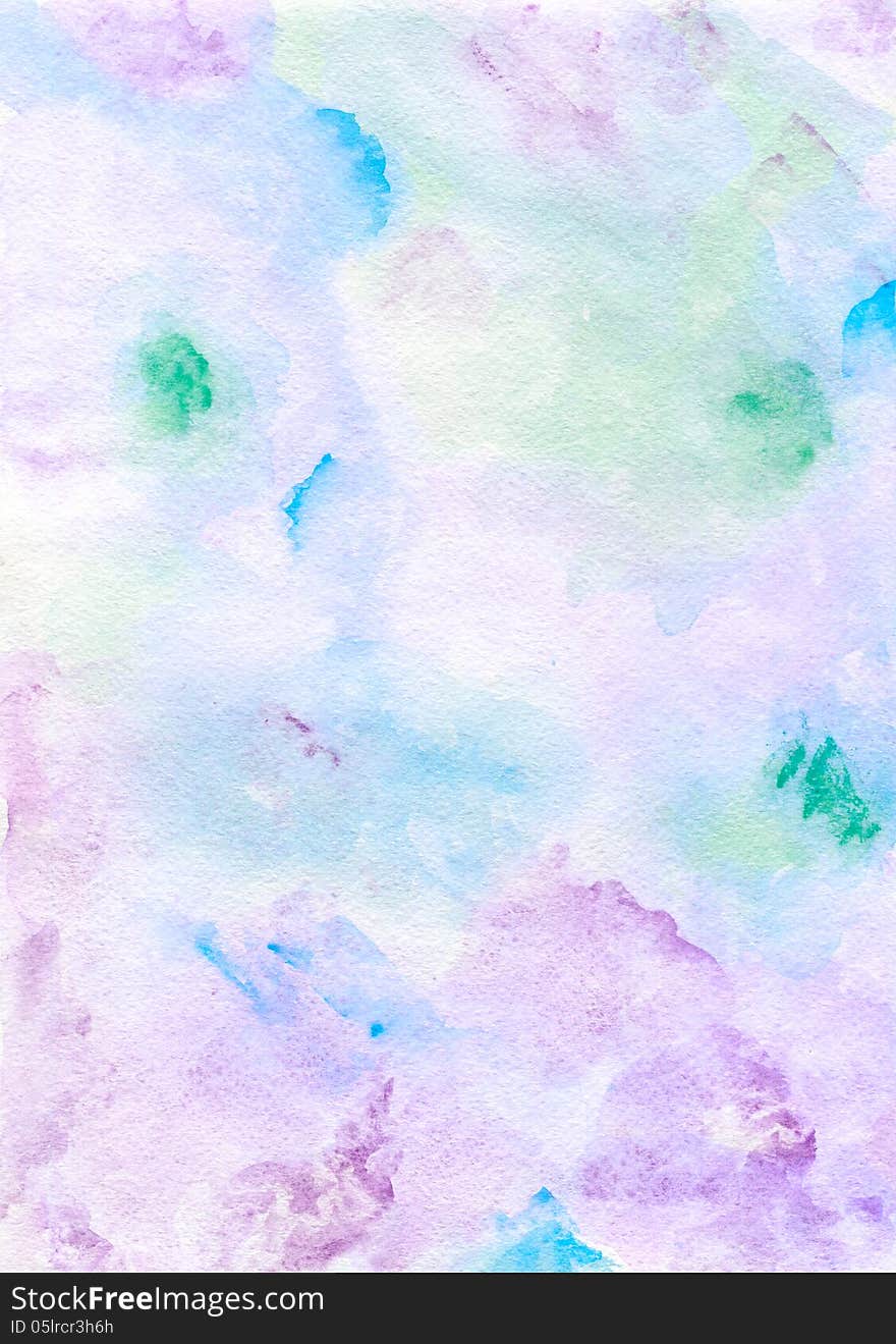 Watercolor hand painted background in pink and violet colours