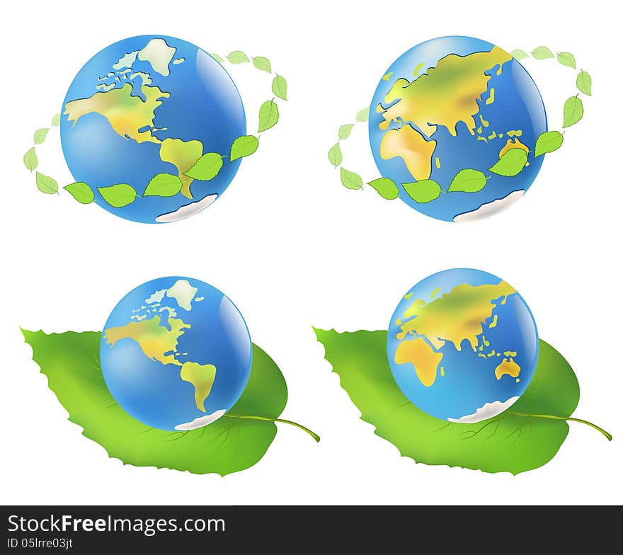 Earth with leaves. Eco