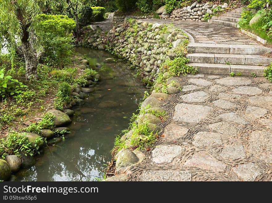 Curved path in chinese  garden. Curved path in chinese  garden