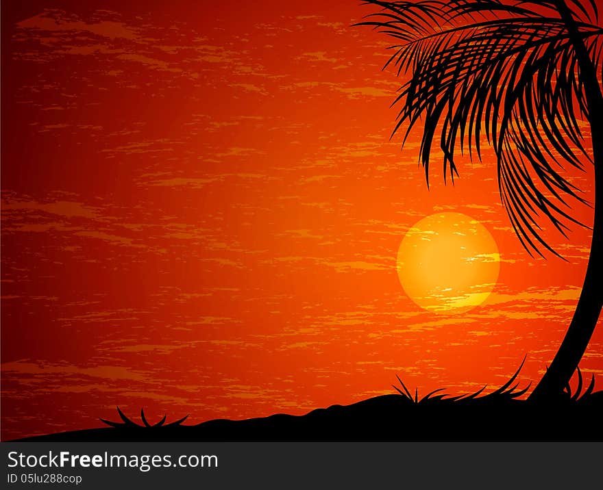 Illustration beautiful sunset nature background