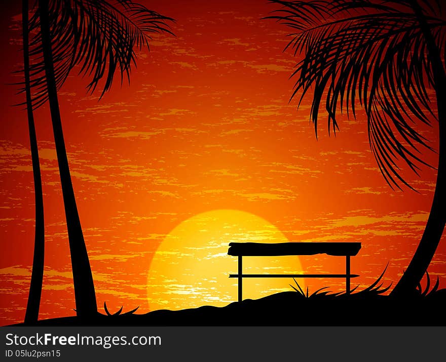 Beautiful view sunset with palm nature background. Beautiful view sunset with palm nature background