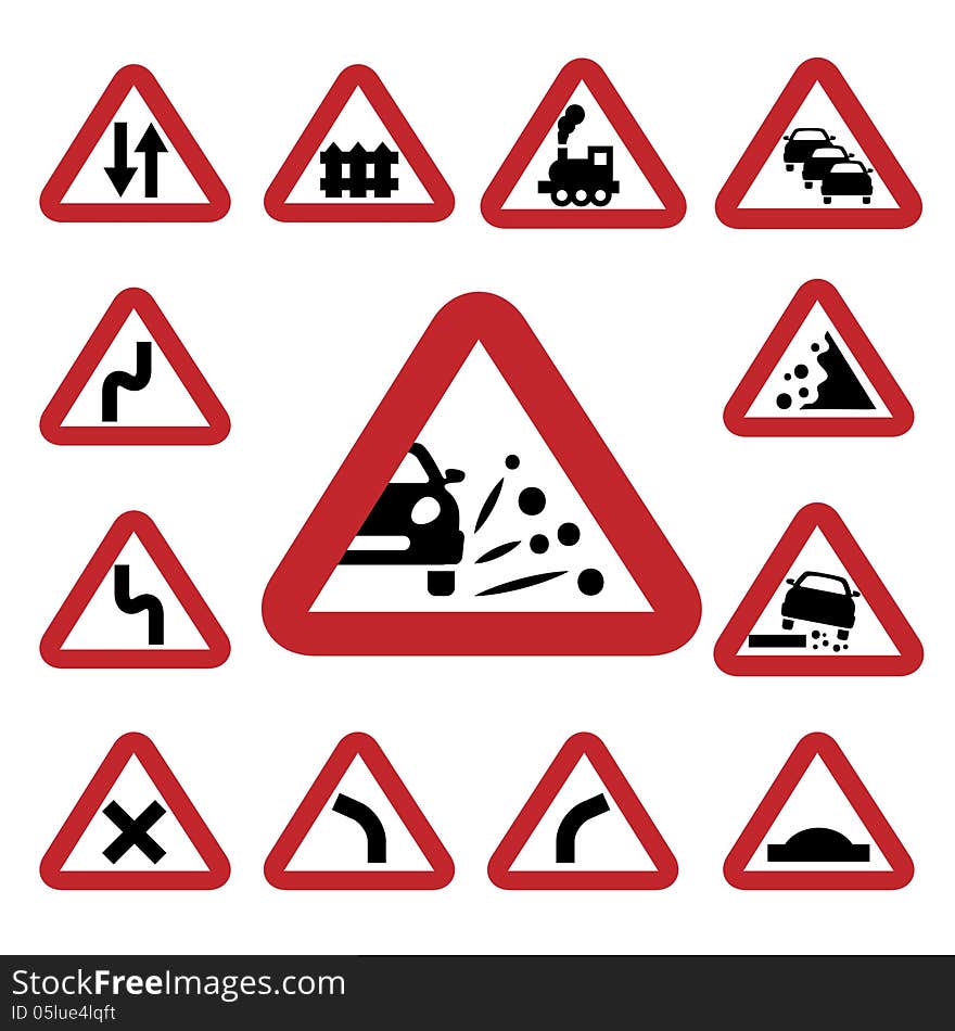 Elegant Traffic Signs Set Created For Mobile, Web And Applications. Elegant Traffic Signs Set Created For Mobile, Web And Applications.