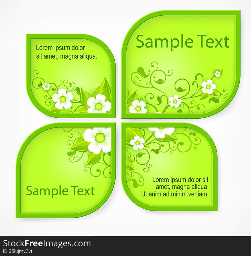 Pattern flower banners with section for text, vector illustration