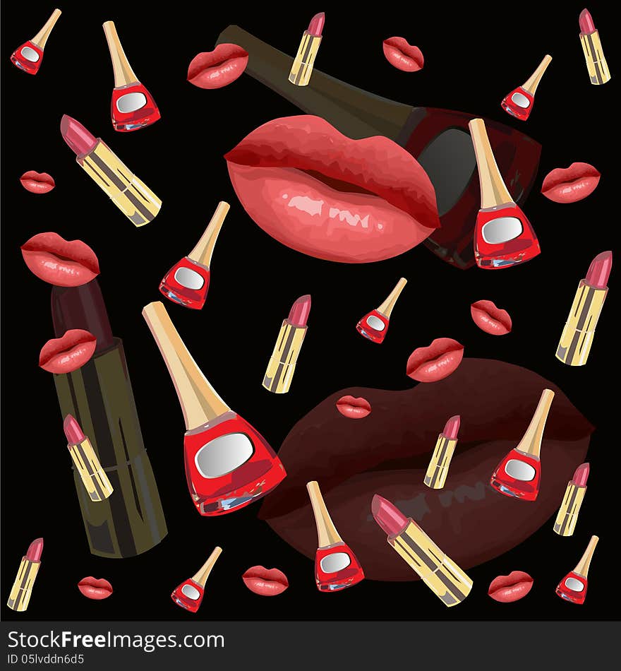 Lips seamless pattern. Vector illustration