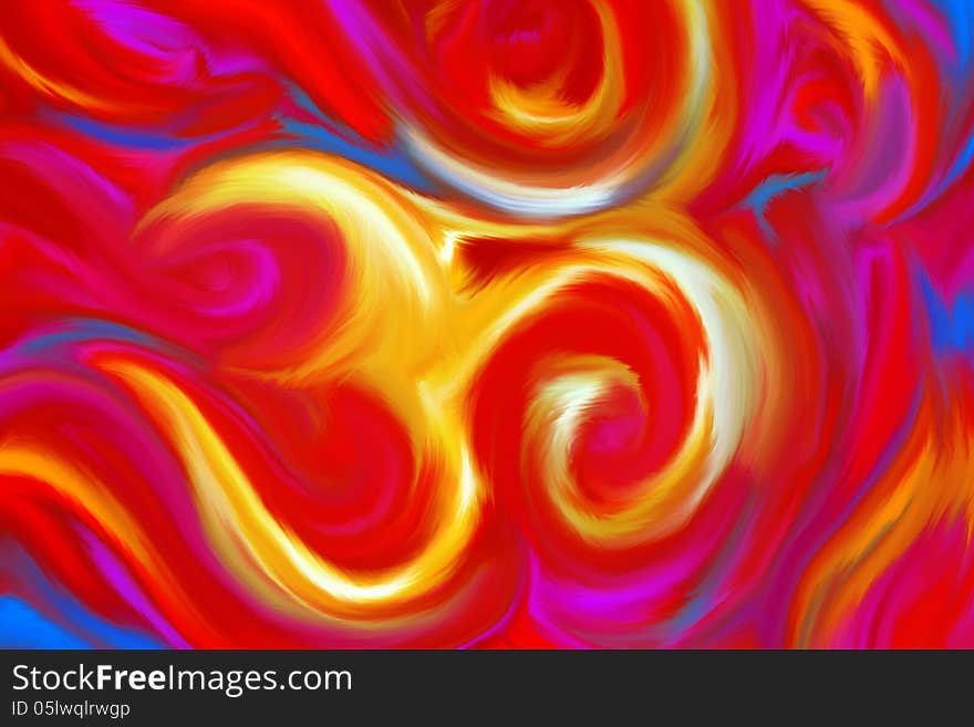 The symbol om in abstract painting format. The symbol om in abstract painting format.