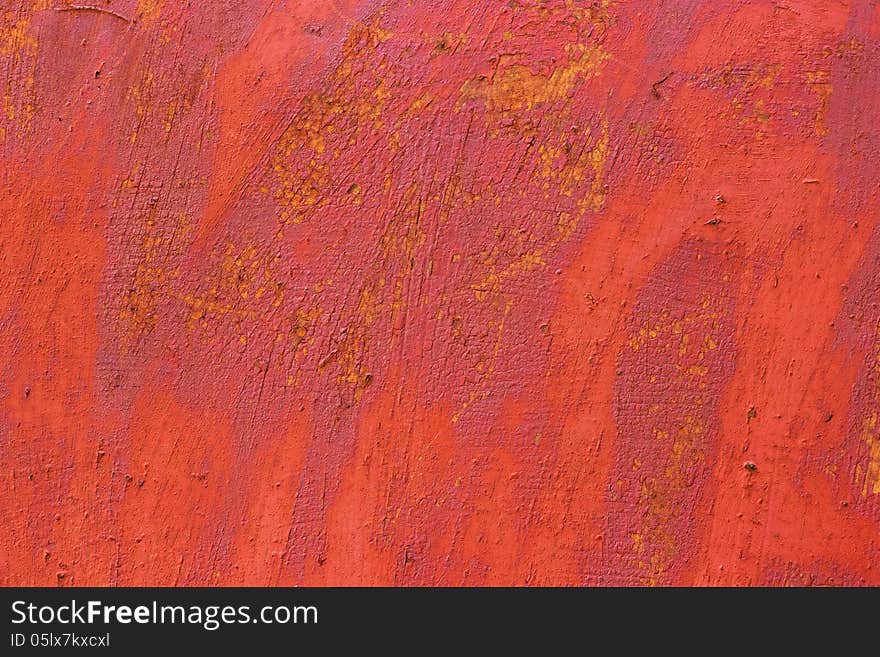 Red rusty old painted wall background. Red rusty old painted wall background