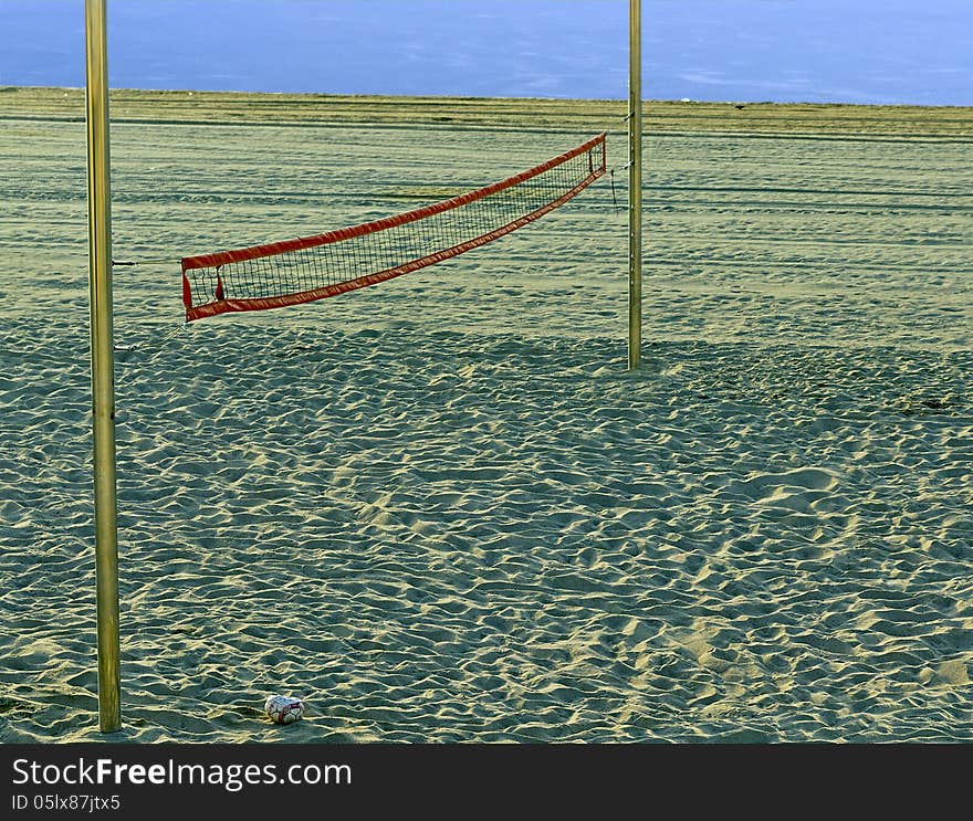 Volleyball on the beach, bad ball on sand