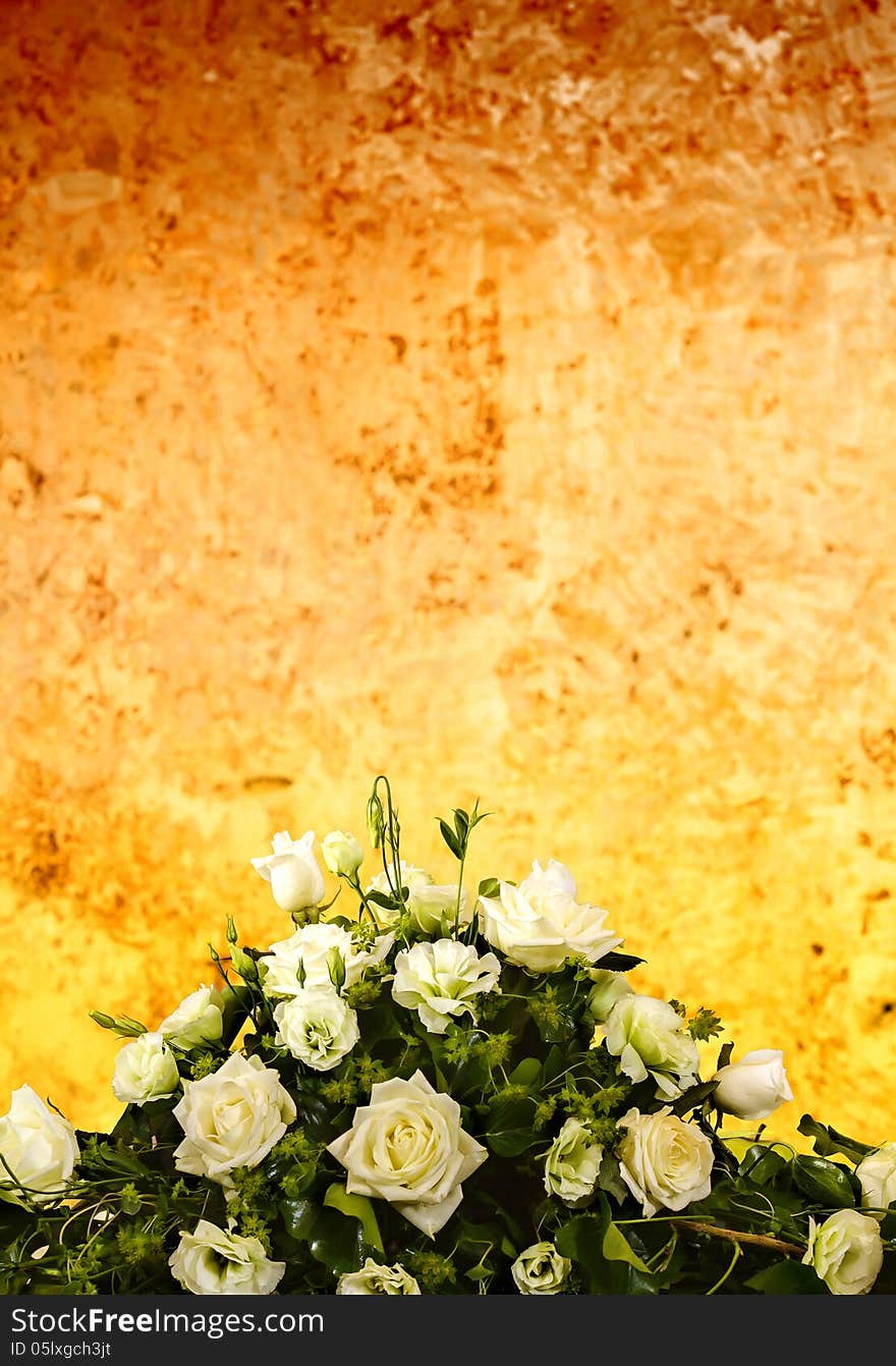 Wedding flowers and old wall background. Wedding flowers and old wall background.