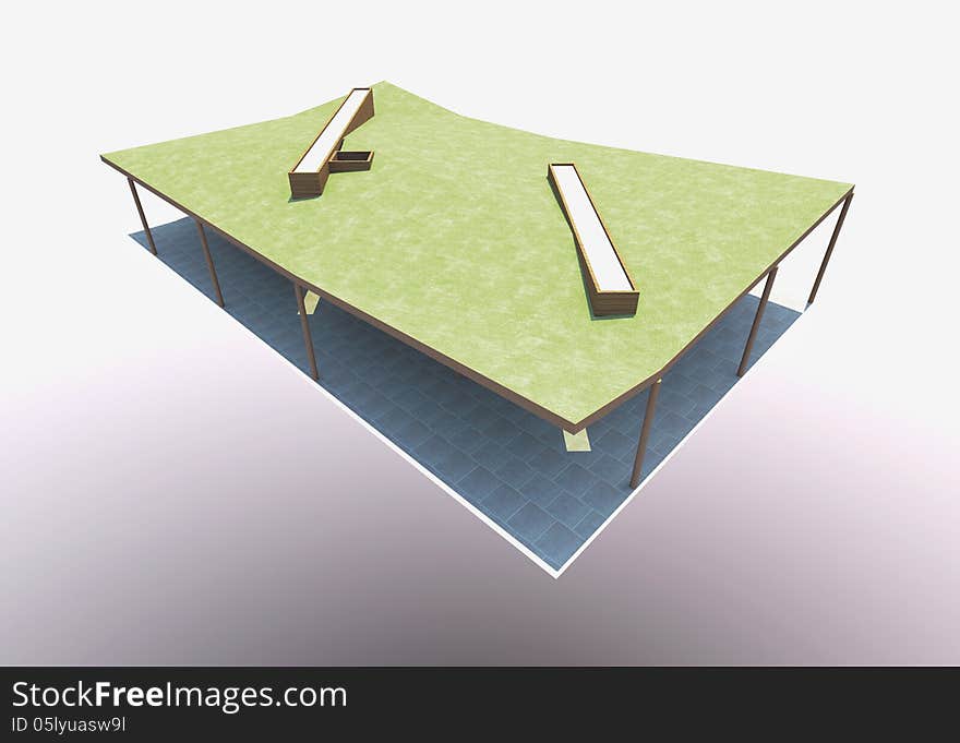 3D rendered of green roof architecture