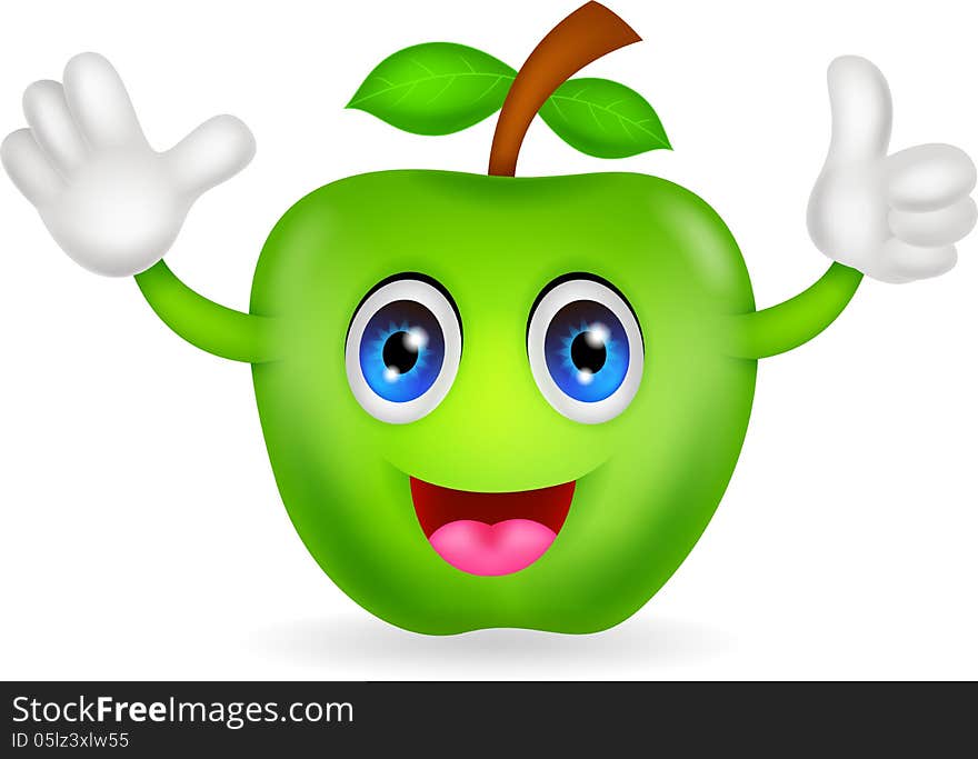 Illustration of green apple cartoon