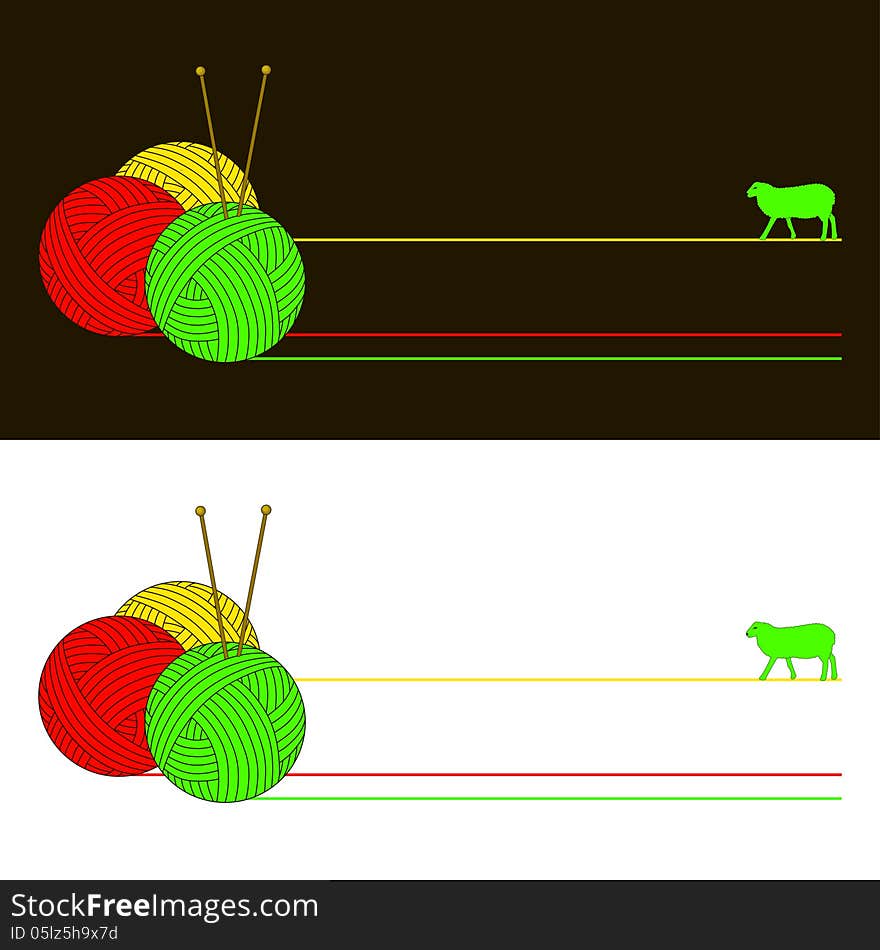 Three Balls Of Wool With Knitting Needles