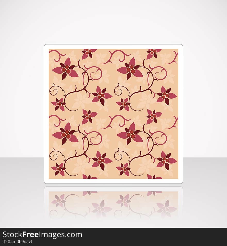 Card with Floral Seamless Pattern