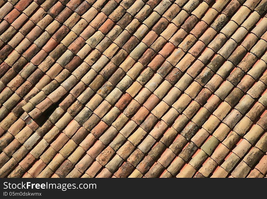 Old rustic ceramic roof tiles