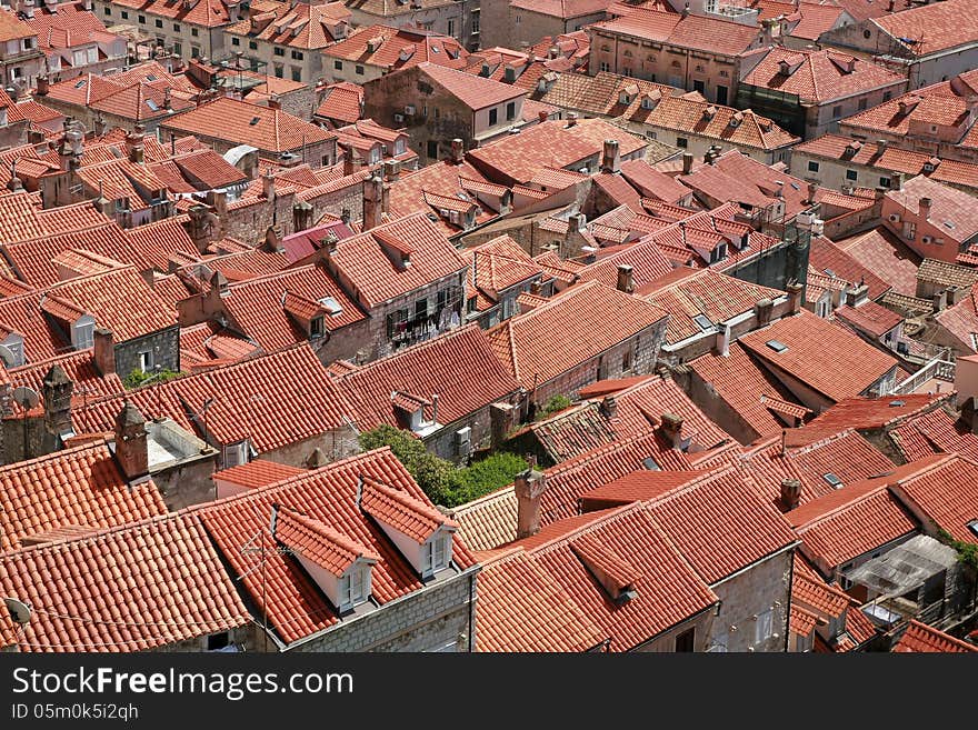 Red roofs of Dubrovnik old town