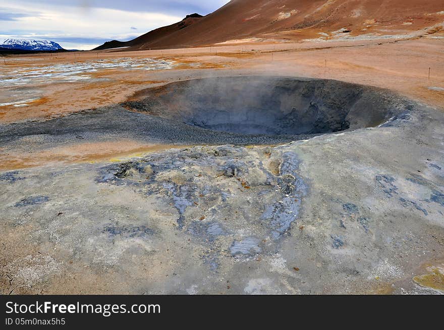 Geothermal fumarole krator in Myvatn, Iceland