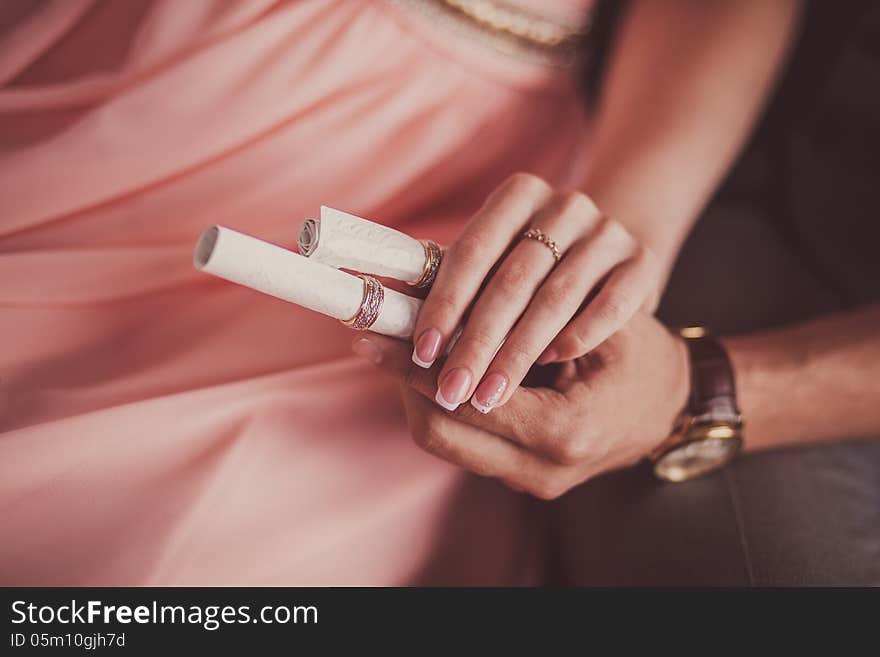 Close up Groom Put the Wedding Ring on bride