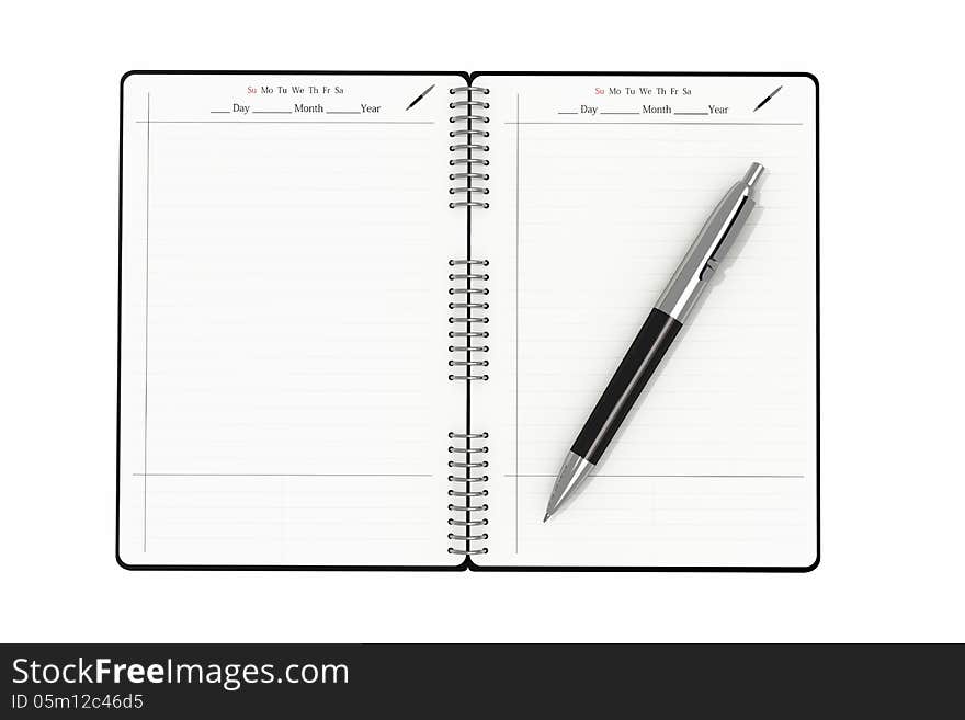 Notepad and pen on white background. Concept. office work. Notepad and pen on white background. Concept. office work.