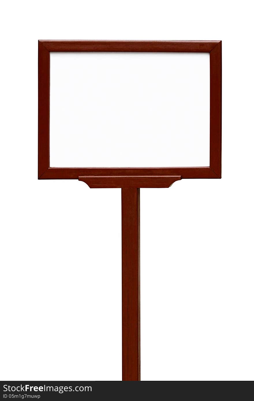 A blank wooden sign isolated on white background, include clipping paths