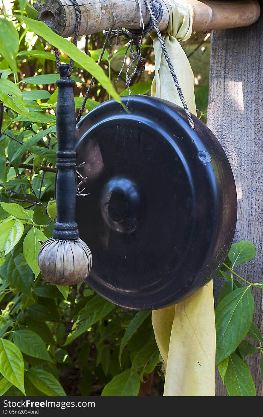 Asian gong in buddhist temple. Asian gong in buddhist temple