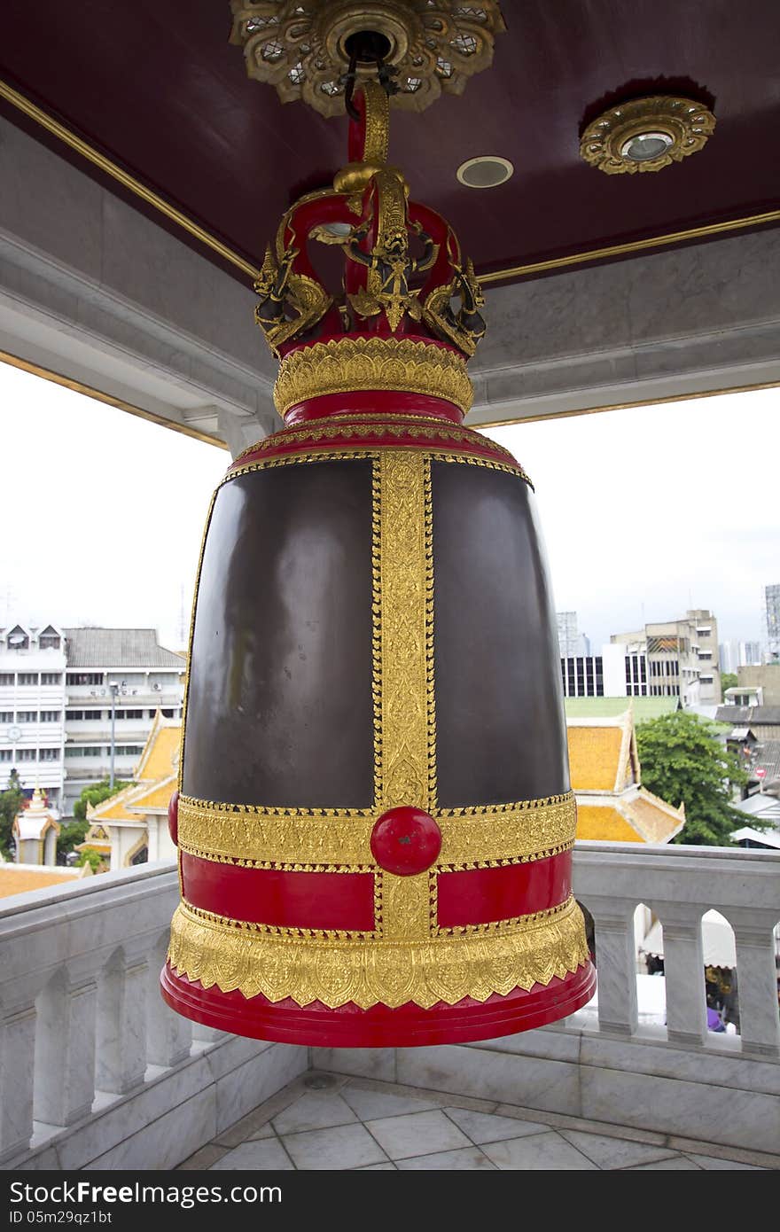 Traditional big bell in Thai temple