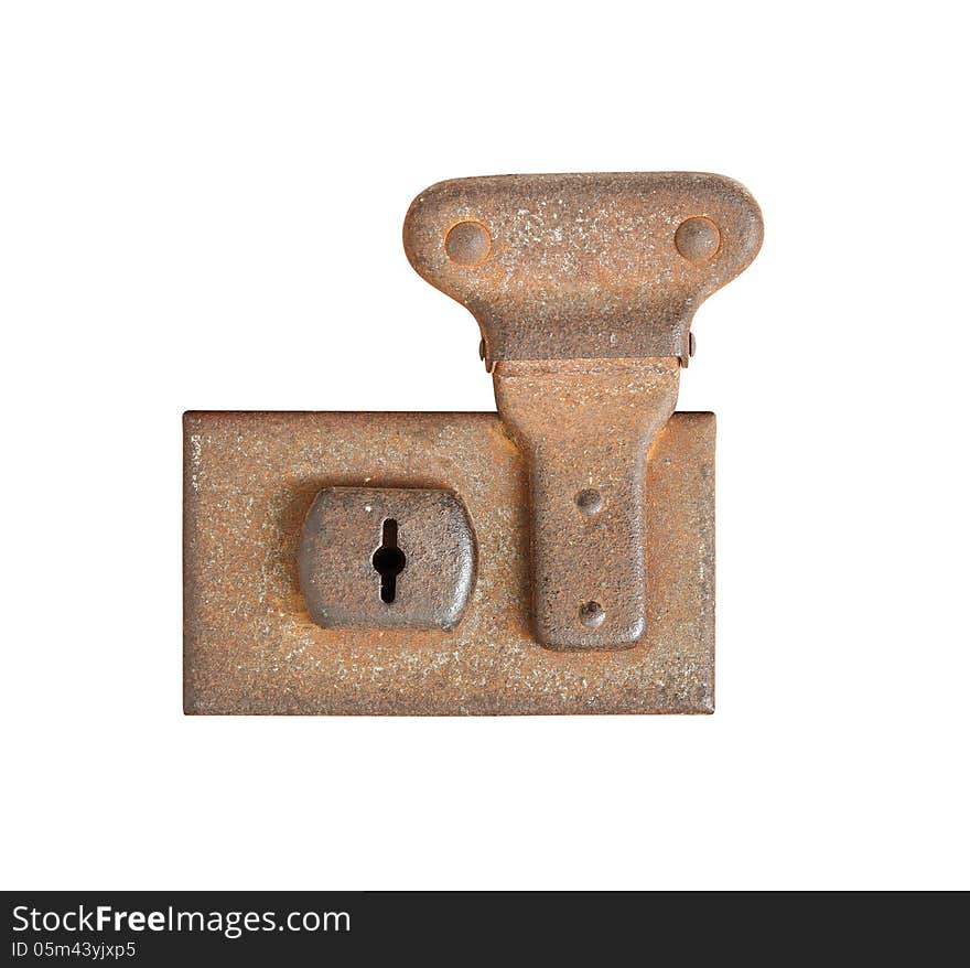 Vintage luggage lock isolated on white background