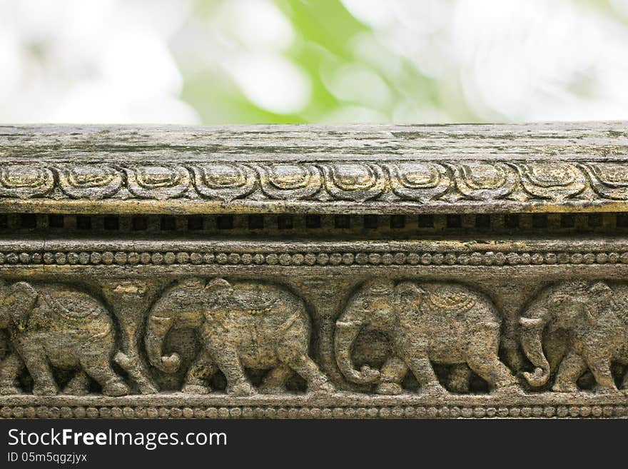 Stone carvings in Hindu temple,Thanjavur, Tamil Nadu, India