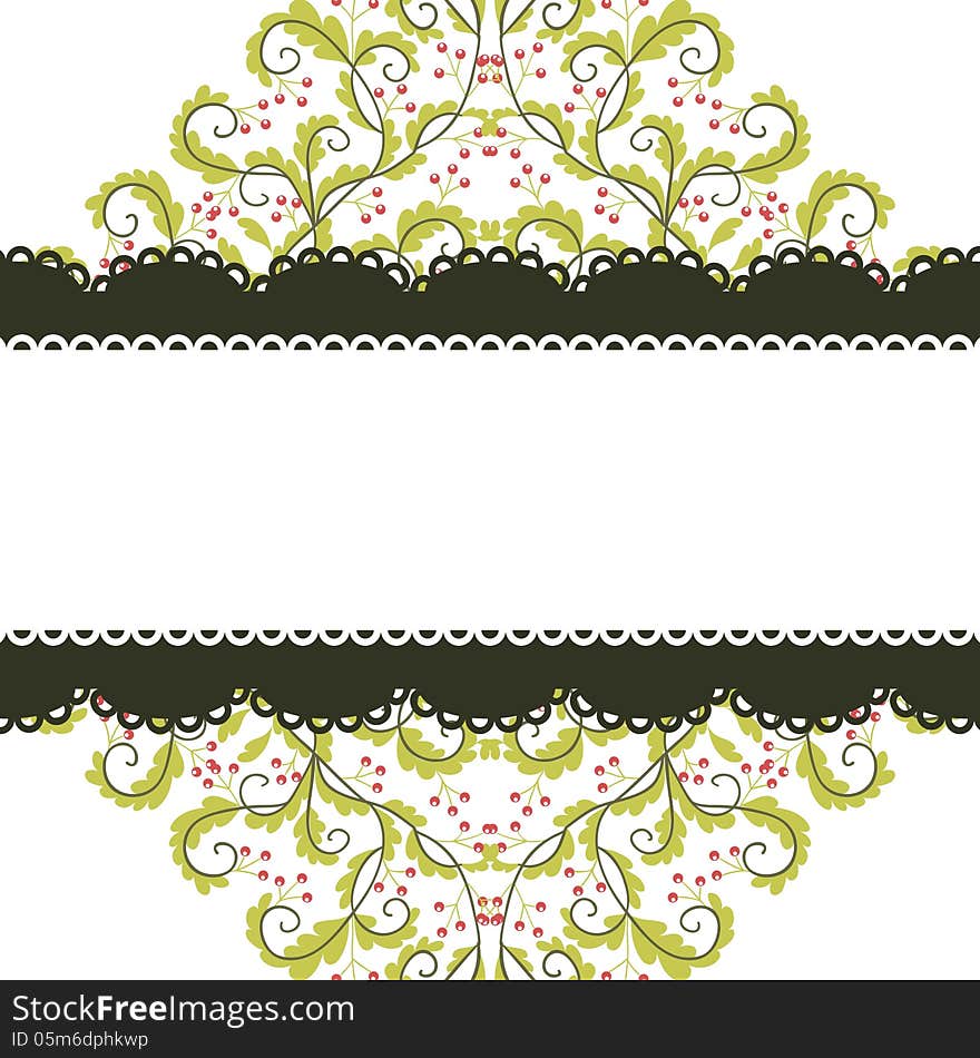 Vector frame with leaf and berries. Vector frame with leaf and berries