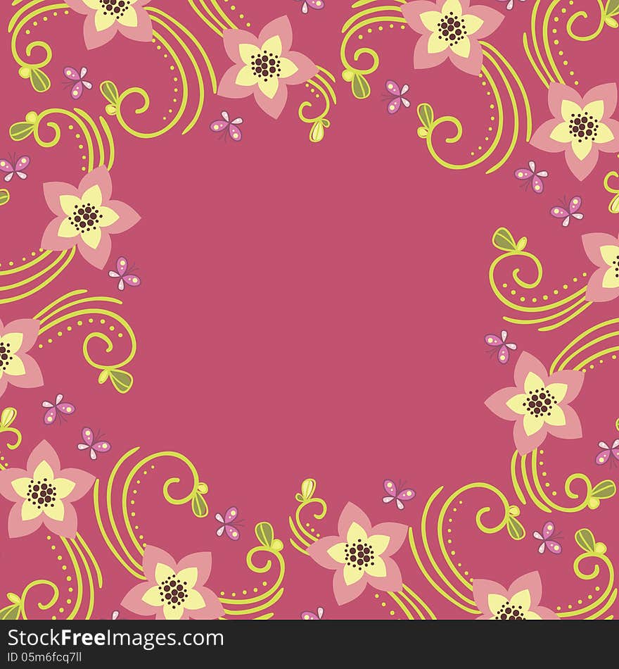 Vector summer background with flowers. Vector summer background with flowers