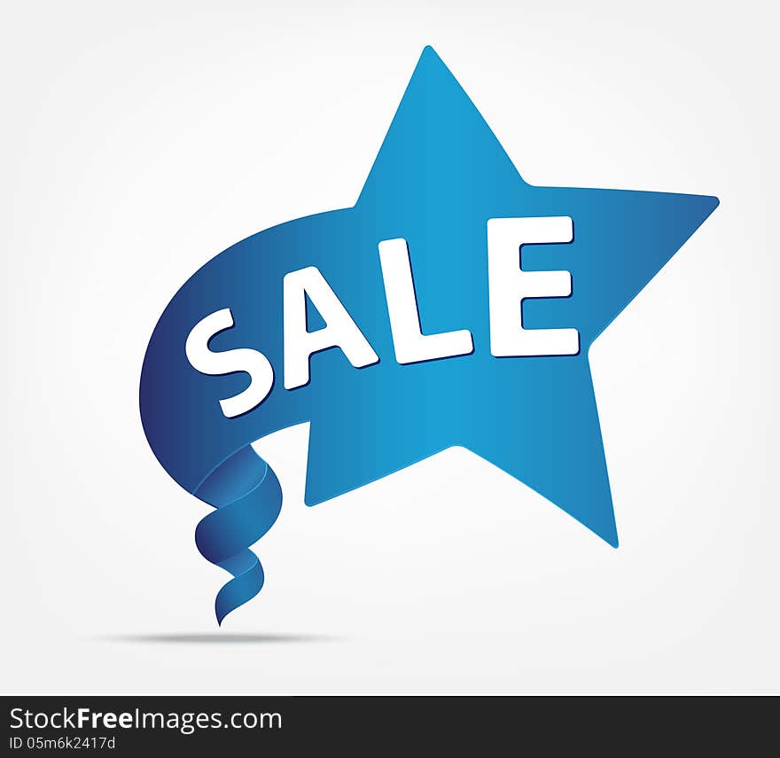 Illustration Of Blue ribbon with SALE text