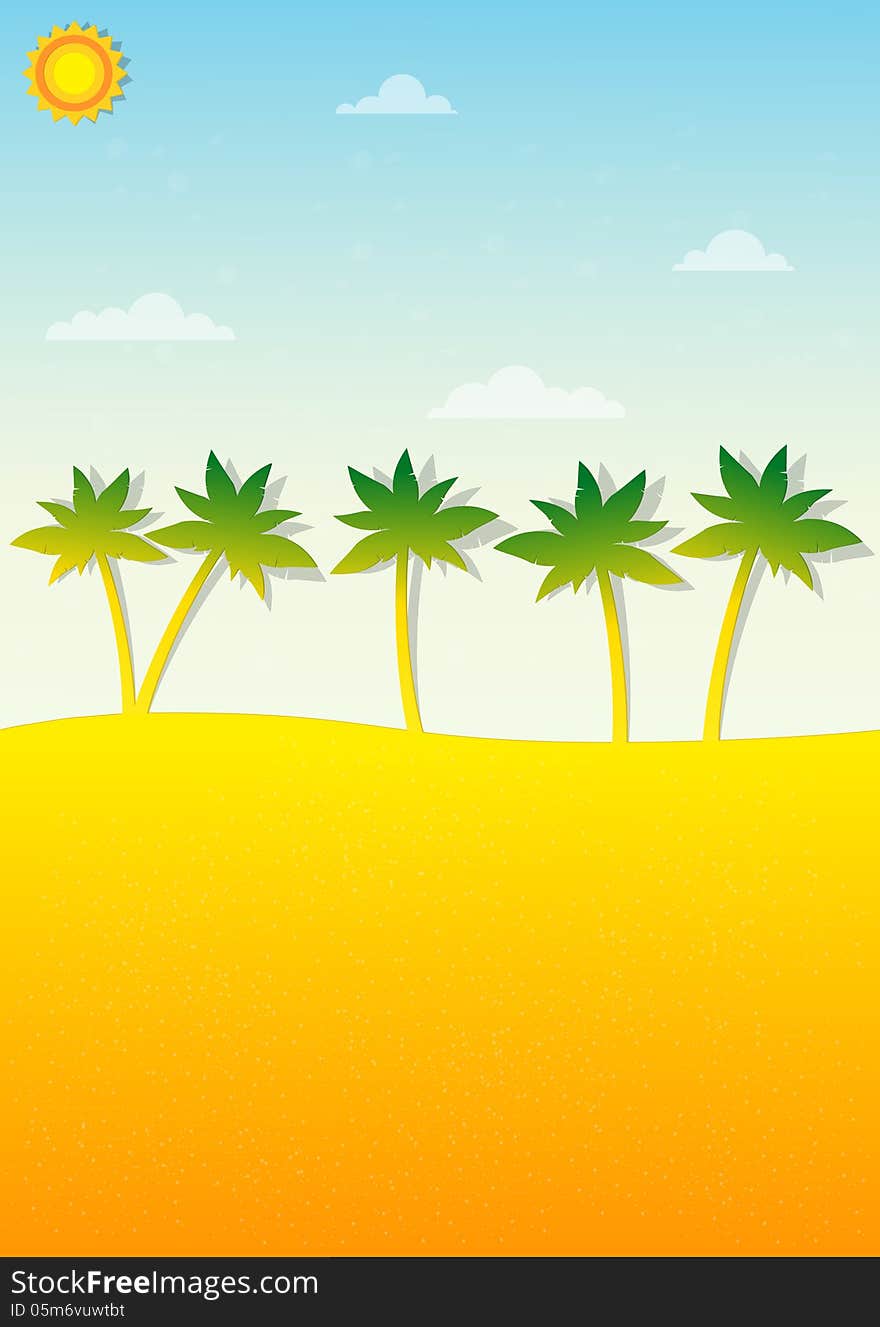 Tropical landscape with palm trees. This is file of EPS10 format.