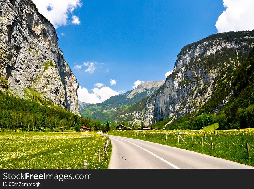 Beautiful and quiet mountain valley in Switzerland. Beautiful and quiet mountain valley in Switzerland.