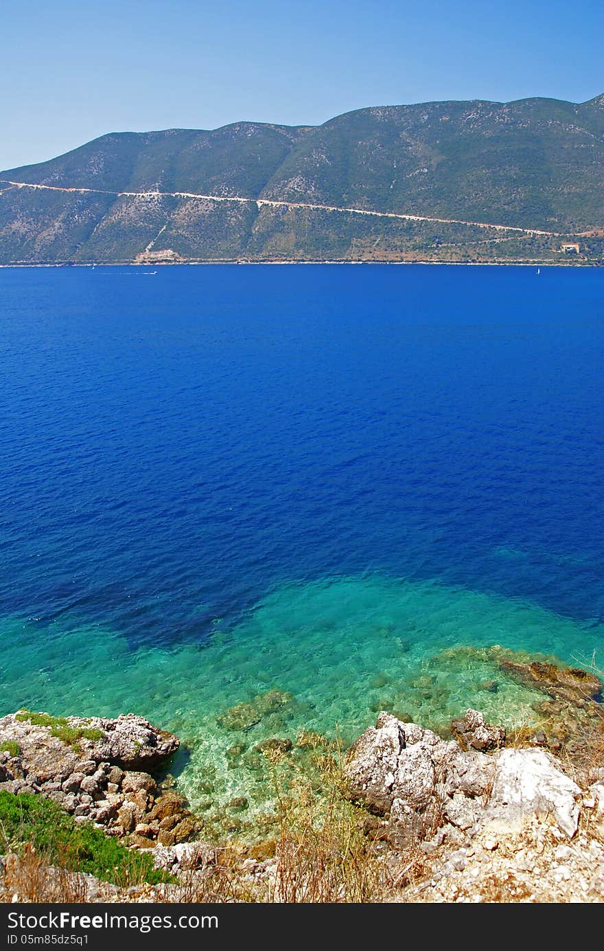 Blue sea, sky and rocks