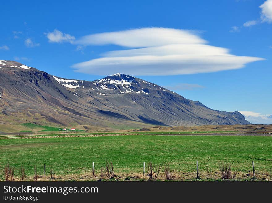 Mountain and clouds in Iceland