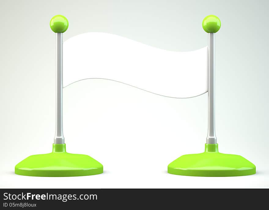 Blank banner on grey background. 3d illustration