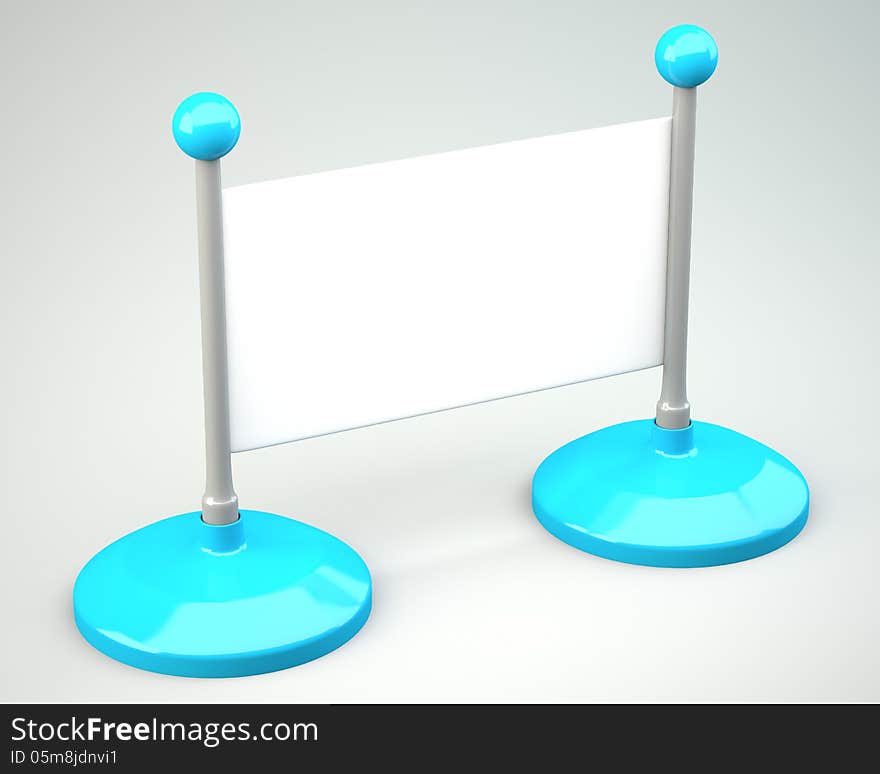 Blank banner on grey background. 3d illustration