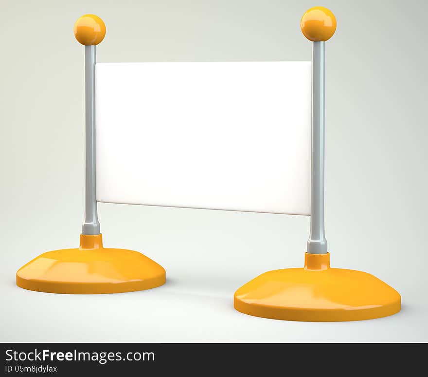 Blank banner on grey background. 3d illustration