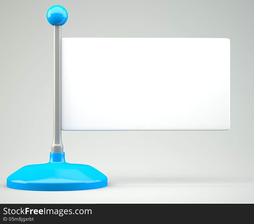 Blank banner on grey background. 3d illustration