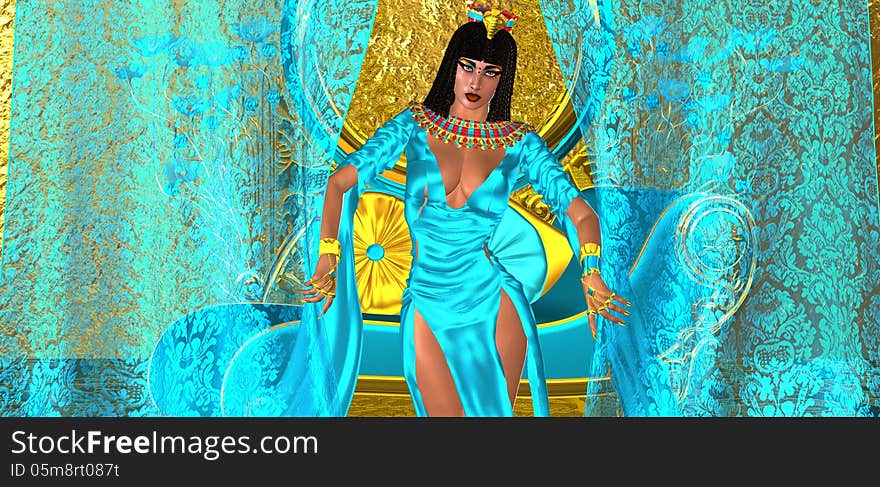 A gorgeous Egyptian woman attired in turquoise silk seductively opens her bedroom curtains to let a lover in. A gorgeous Egyptian woman attired in turquoise silk seductively opens her bedroom curtains to let a lover in.