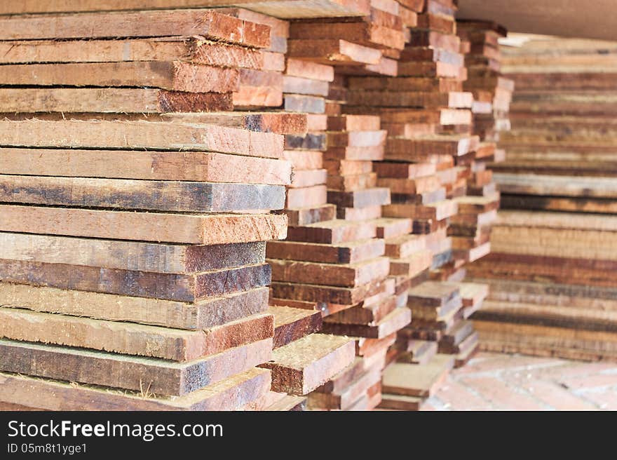 The stack of log preparing for construction